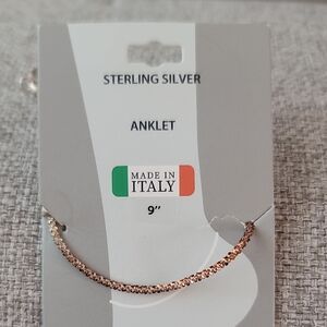 Italian Sterling Silver Rose Gold Anklet